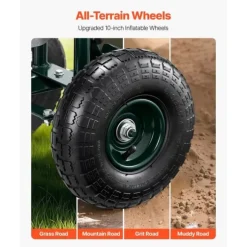 Trädgårdsvagn på Hjul, Rullande Modell med Vridbart Säte, Utdragbart Handtag, Förvaringslåda