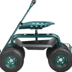 Trädgårdsvagn rullande arbetsstol, 76x45x96 cm, grön, stålkonstruktion