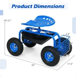 Trädgårdsvagn, 81x44,5x45-54 cm, Grön/Röd