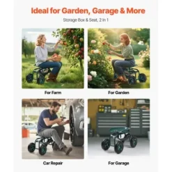 Trädgårdsvagn, 80x48,7x46/54 cm, Röd, Metall, Förvaring