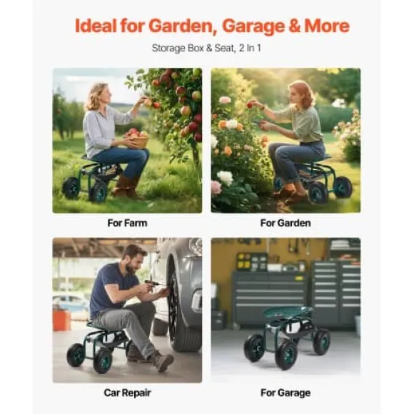 Trädgårdsvagn, 80x48,7x46/54 cm, Röd, Metall, Förvaring