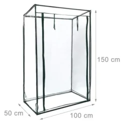 Trädgårdsväxthus - Relaxdays - TOMMY - 100 x 50 x 150 cm - Regn- och vindskydd - Transparent överdrag