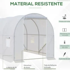 Trädgårdsväxthus - Utomhusmodell - 3,5 x 2 x 2 m - 6 nätfönster - Vit
