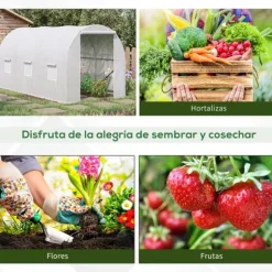 Trädgårdsväxthus - Utomhusmodell - 3,5 x 2 x 2 m - 6 nätfönster - Vit