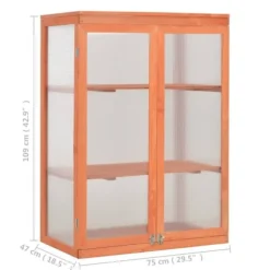 Trädgårdsväxthus i trä med 2 hyllor | Storlek: 75x47x109 cm | Färg: Natural Wood