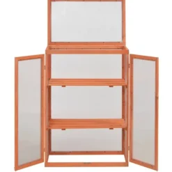 Trädgårdsväxthus i trä med 2 hyllor | Storlek: 75x47x109 cm | Färg: Natural Wood