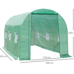 Trädgårdsväxthus, Vattentätt, 450 x 200 x 200 cm