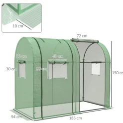 Trädgårdsväxthus, Vattentätt, Mått 185x94x150 cm