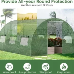 Trädgårdsväxthus, 600x300x200 cm/400x300x200 cm, Grön