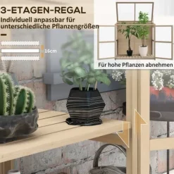 Trädrivbänk 2-stegs med dubbeldörr & takfönster, vindskydd, 103x61x103 cm, natur