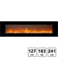 Trivero 130 elektrisk väggspis - Svart glas - 127 cm bred - Appkontroll - Cinewall - 1400 Watt värme