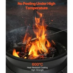 22-tums Chiminea Utomhusspis i Järn, med Grillnät och Skorstensbeläggning, Robust och Väderbeständig