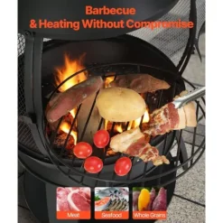 22-tums Chiminea Utomhusspis i Järn, med Grillnät och Skorstensbeläggning, Robust och Väderbeständig