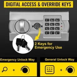 33-tums digitalt dubbeldörrs kassaskåp, solid stålkonstruktion, två upplåsningsmetoder, stor lagringskapacitet, enkel installation