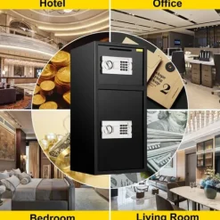 33-tums digitalt dubbeldörrs kassaskåp, solid stålkonstruktion, två upplåsningsmetoder, stor lagringskapacitet, enkel installation