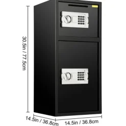 33-tums digitalt dubbeldörrs kassaskåp, solid stålkonstruktion, två upplåsningsmetoder, stor lagringskapacitet, enkel installation