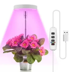 3.5-tums Vit Varm Ljus 5W Justerbar Växtlampa med USB & Timer
