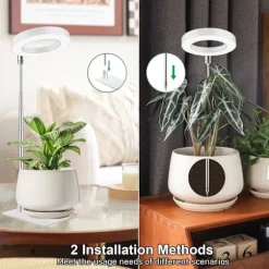 3.5-tums Vit Varm Ljus 5W Justerbar Växtlampa med USB & Timer