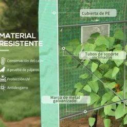 Tunnelväxthus - Drivhus för trädgård - 4×2×2 m - Vattentät - Rullbara sidoväggar - Grön