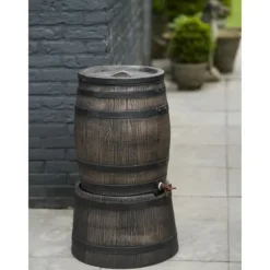 Tunnformad vattenuppsamlarbas - NATURE - 50 liter - Brun rotationsgjuten PE