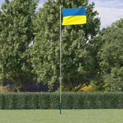 Ukrainas flagga och flaggstång 6,23 m aluminium