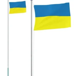 Ukrainas flagga och flaggstång 6,23 m aluminium