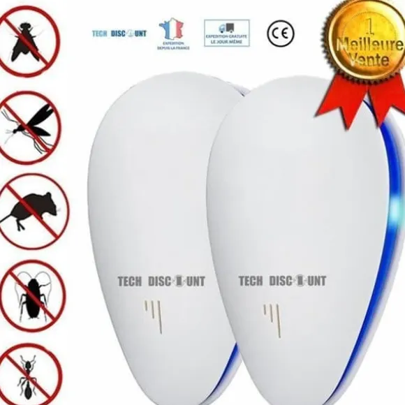 Ultraljudsmyggavvisare TD® 2 paket Fransk märke Elektrisk kontakt Ultraljud mot insekter möss spindlar camping