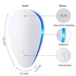 Ultraljudsmyggavvisare TD® 2 paket Fransk märke Elektrisk kontakt Ultraljud mot insekter möss spindlar camping