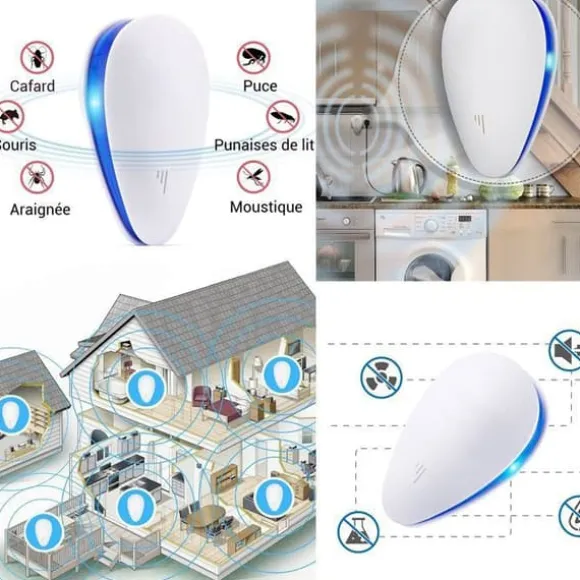 Ultraljudsmyggavvisare TD® 2 paket Fransk märke Elektrisk kontakt Ultraljud mot insekter möss spindlar camping
