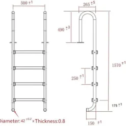 Uniprodo - Poolstege - 4 steg - smal båge