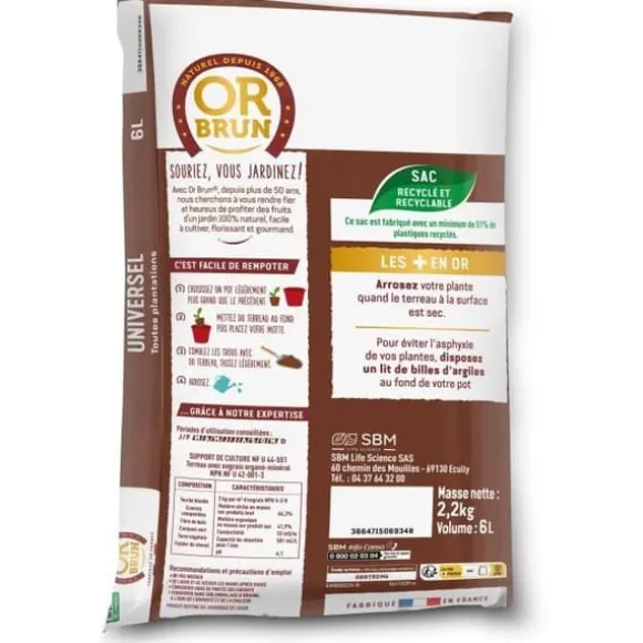 Universal krukjord - BRUNT GULD - OBRTREM6U - 6L - Förbättrar tillväxten