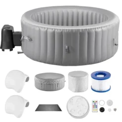 Uppblåsbar Bubbelpool, 6-8 Personer Kapacitet, 2400x660mm, Bärbar Utomhusspa, Lätt att montera