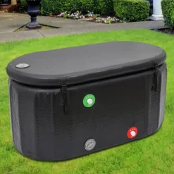 Uppblåsbar isbadkar - Kallbadstunna - Portabel - Med isolerat lock - Inomhus/utomhus - Återhämtning - Svart