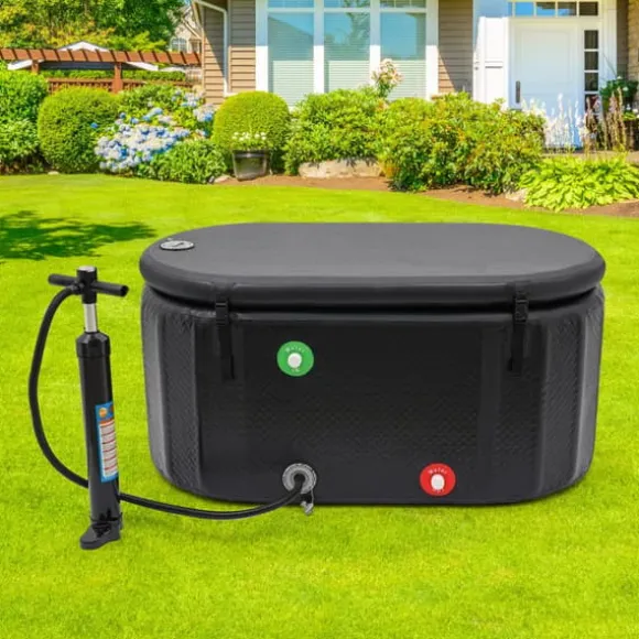 Uppblåsbar isbadkar - Kallbadstunna - Portabel - Med isolerat lock - Inomhus/utomhus - Återhämtning - Svart