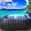 Uppblåsbar jacuzzi – Ø165 cm – 3 personer – 105 massagestrålar – Med pump, lock och filter – Svart/vit – Rund – Upp till 42°C