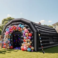 Uppblåsbar nattklubb 9x6x4 m svart, Oxford-tyg