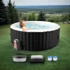 Uppblåsbar oval bubbelpool med LED-belysning – 2 personer – 90 bubbelstrålar – 2400W – Ø 180 x 120 x 65 cm – Inklusive överdrag, golvduk och filterpum | CDON