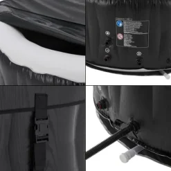 Uppblåsbart spabad Carbone Ø165x70 cm svart vit [pro.tec]