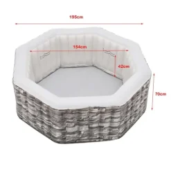 Uppblåsbart spabad Carosino stenkänsla Ø195x70 cm för 5 personer [pro.tec]