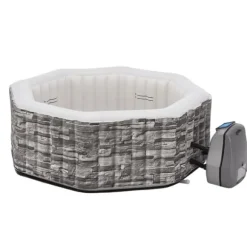 Uppblåsbart spabad Carosino stenkänsla Ø195x70 cm för 5 personer [pro.tec]