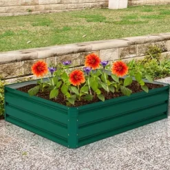 Upphöjd odlcmgsbädd, 100x80x30 cm, Mörkgrön
