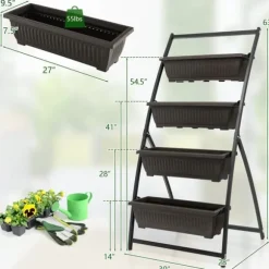 Upphöjd odlcmgslåda, 30x28x63cm, svartbrun