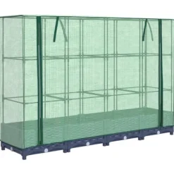 Upphöjd odlingsbädd med växthusöverdrag rottinglook 160x40x123 cm