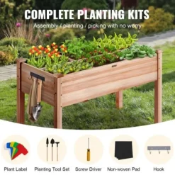 Upphöjd odlingsbädd, 120x58x76 cm, ljus träfärg, trä