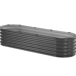 Upphöjd odlingsbädd, 199x59,5x42 cm, mörkgrå, metall