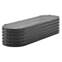 Upphöjd odlingsbädd, 199x59,5x42 cm, mörkgrå, metall
