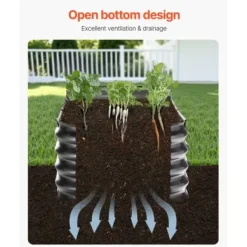 Upphöjd odlingsbädd, 199x59,5x42 cm, mörkgrå, metall