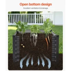 Upphöjd odlingsbädd, 180x89,5x60 cm, mörkgrå, metall