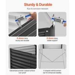 Upphöjd odlingsbädd, 180x89,5x60 cm, mörkgrå, metall