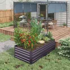 Upphöjd odlingsbädd, 180x90x59 cm, Mörkgrå
